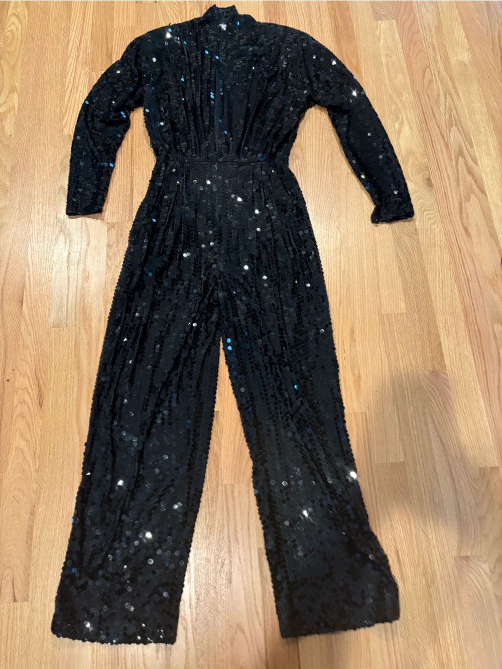 Vintage Oleg Cassini Sequin Black Women's Jumpsuit Sz 8